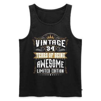 34 Years Of Being Awesome 34 Geburtstag 34 Jahre - Männer Premium Bio Tank Top - Schwarz - Vorne - Michal (187cm)