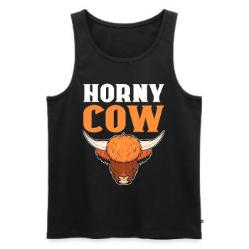 Horny Cow Highland Cattle Breeder - Men's Premium Organic Tank Top - black - Front - Michal (187cm)
