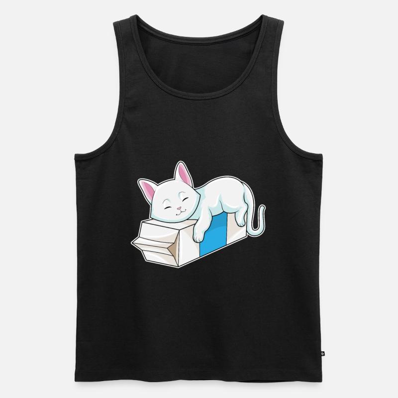 Katze mit Milch - Männer Premium Bio Tank Top - Schwarz