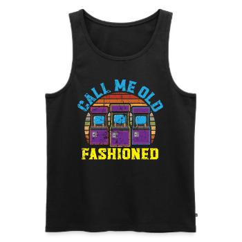 Call Me Old Fashioned Arcade Videospiel Gamer - Männer Premium Bio Tank Top - Schwarz - Vorne - AI Model Male 178 light (178cm)