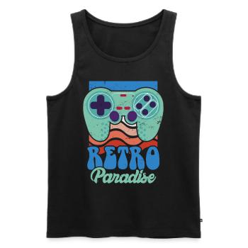 Retro Paradise Arcade Spiele Video Spiel Spiel Ner - Männer Premium Bio Tank Top - Schwarz - Vorne - AI Model Male 178 light (178cm)