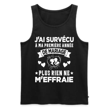 Ma Première Année De Mariage Humour Cadeau - Débardeur bio Premium Homme - noir - Devant - Michal (187cm)