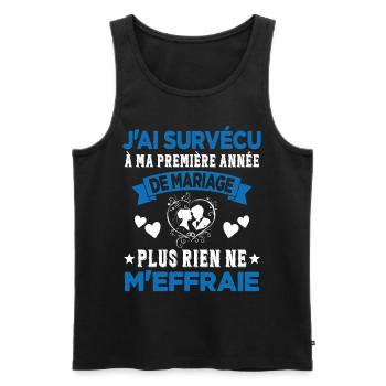 Ma Première Année De Mariage Humour Cadeau - Débardeur bio Premium Homme - noir - Devant - Michal (187cm)