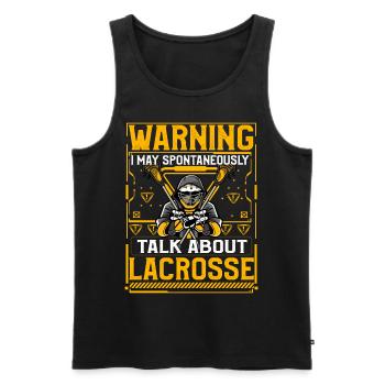 Warning I may spontaneously talk about Lacrosse - Men's Premium Organic Tank Top - black - Front - Michal (187cm)