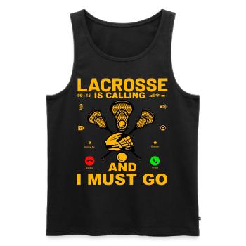 Lacrosse is calling and I must go - Männer Premium Bio Tank Top - Schwarz - Vorne - AI Model Male 178 light (178cm)
