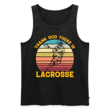 Thank God there is Lacrosse - Men's Premium Organic Tank Top - black - Front - Michal (187cm)
