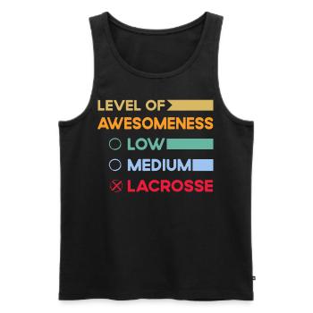 Level of Awesomeness Low Medium Lacrosse - Men's Premium Organic Tank Top - black - Front - AI Model Male 178 light (178cm)