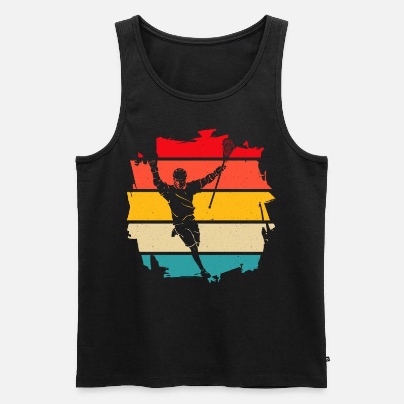 Lacrosse Retro - Männer Premium Bio Tank Top - Schwarz