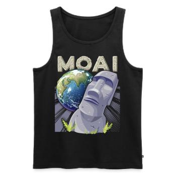 Easter Island, Moai, Stone Heads, Rapa-Nui - Men's Premium Organic Tank Top - black - Front - AI Model Male 178 light (178cm)