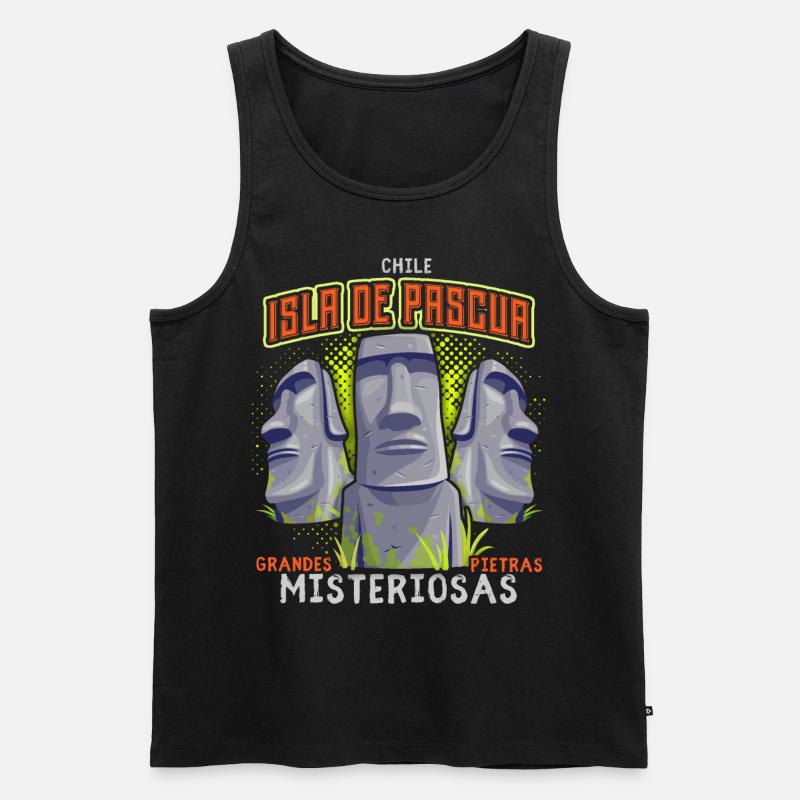 Moai, Steinköpfe, Osterinsel Rapa-Nui - Männer Premium Bio Tank Top - Schwarz