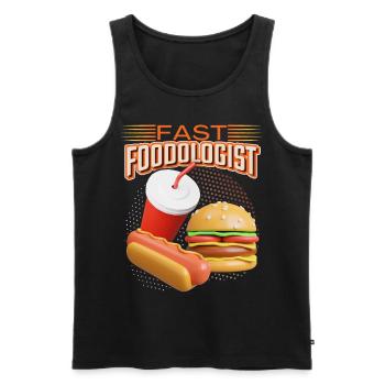 Fast food, hamburger and hot dog funny saying - Men's Premium Organic Tank Top - black - Front - Michal (187cm)