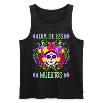 Dia-de-los-Muertos, Mexico, La-Catrina sugar-skull - Men's Premium Organic Tank Top - black - Front - Michal (187cm)