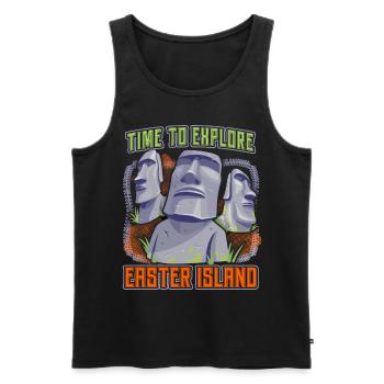 Stone Heads, Moai, Easter Island Rapa-Nui - Men's Premium Organic Tank Top - black - Front - AI Model Male 178 light (178cm)