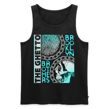 Vintage Design New York Brooklyn avec Crâne - Débardeur bio Premium Homme - noir - Devant - Michal (187cm)