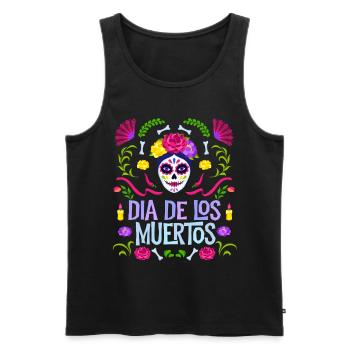 Dia-de-los-Muertos, La-Catrina sugar-skull, Mexico - Men's Premium Organic Tank Top - black - Front - Michal (187cm)