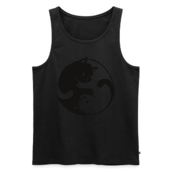 Yin Yang Katzen Design - Männer Premium Bio Tank Top - Schwarz - Vorne - Michal (187cm)