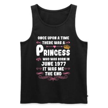Es war einmal eine Prinzessin. Juni 1977 Geburtsta - Männer Premium Bio Tank Top - Schwarz - Vorne - AI Model Male 178 light (178cm)