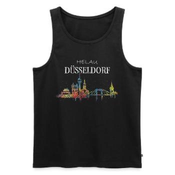 Skyline Düsseldorf Karneval Helau Fasching - Männer Premium Bio Tank Top - Schwarz - Vorne - Michal (187cm)