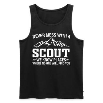 Never Mess With A Scout We Know Places - Scouting - Men's Premium Organic Tank Top - black - Front - AI Model Male 178 light (178cm)