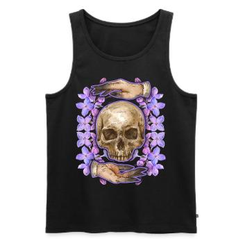 Dia-De-Los-Muertos, Crâne de sucre, Crâne, Crâne - Débardeur bio Premium Homme - noir - Devant - AI Model Male 178 light (178cm)