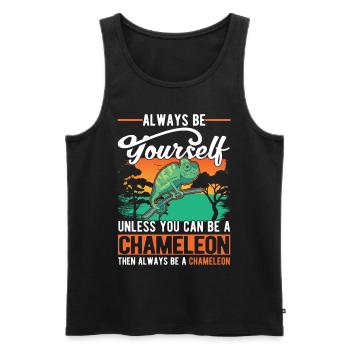Chameleon Gift Chameleon - Men's Premium Organic Tank Top - black - Front - Michal (187cm)