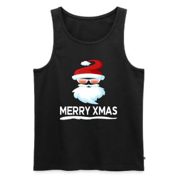 weihnachtsmann merry xmas grinsen - Männer Premium Bio Tank Top - Schwarz - Vorne - AI Model Male 178 light (178cm)