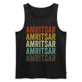 Amritsar India Rétro Vintage - Débardeur bio Premium Homme - noir - Devant - Michal (187cm)