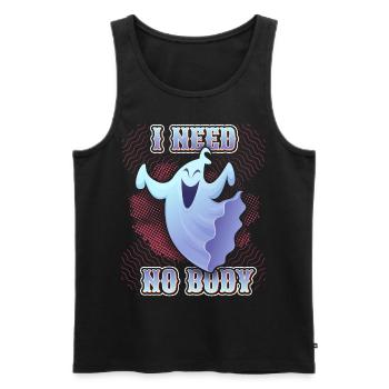 Drôle de fantôme, disant style de bande dessinée d’Halloween - Débardeur bio Premium Homme - noir - Devant - AI Model Male 178 light (178cm)