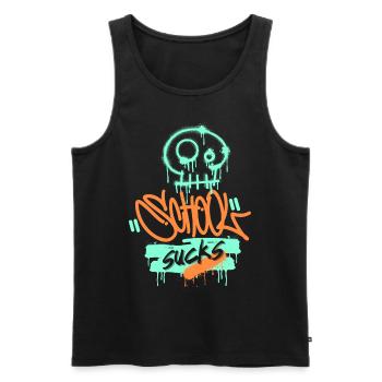 École, frustration scolaire, drôle de dire style graffiti - Débardeur bio Premium Homme - noir - Devant - Michal (187cm)