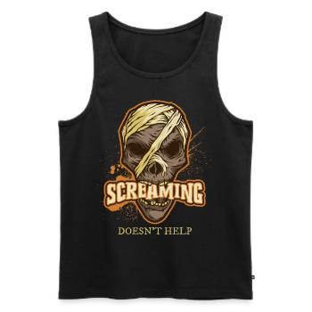 Eerie mummy, Halloween motif, horror - Men's Premium Organic Tank Top - black - Front - AI Model Male 178 light (178cm)