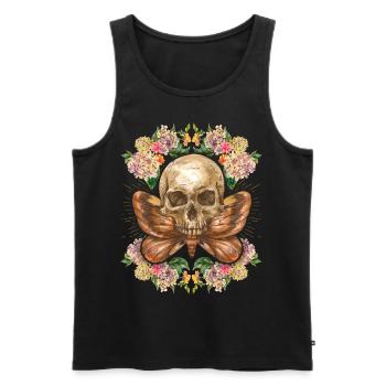 Skull Skull Skull with Moth Hydrangeas - Men's Premium Organic Tank Top - black - Front - AI Model Male 178 light (178cm)