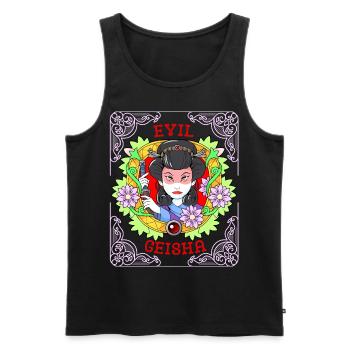 Geisha-Girl, Japan, Comic Style, - Männer Premium Bio Tank Top - Schwarz - Vorne - Michal (187cm)