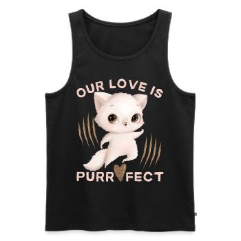 Chat de la Saint-Valentin Saint-Valentin Amour Drôle Dire - Débardeur bio Premium Homme - noir - Devant - Michal (187cm)