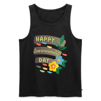 Journée mondiale de l’environnement, Bonne Journée de l’environnement avec des fleurs - Débardeur bio Premium Homme - noir - Devant - AI Model Male 178 light (178cm)