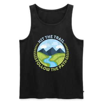 Hiking, mountain hiking, trekking, trekking design - Men's Premium Organic Tank Top - black - Front - AI Model Male 178 light (178cm)