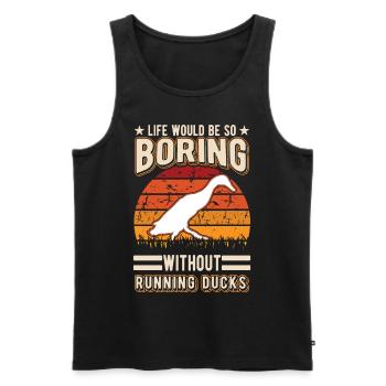Indian Running Gift Running Duck - Men's Premium Organic Tank Top - black - Front - Michal (187cm)
