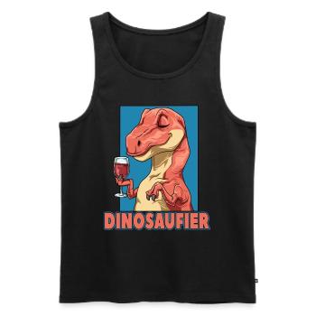 Dinosaufier Dinosaurier mit Wein - Männer Premium Bio Tank Top - Schwarz - Vorne - Michal (187cm)