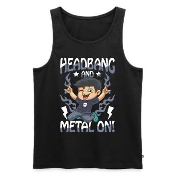 Headbang And Metal On für einen Schüler und Jungs - Männer Premium Bio Tank Top - Schwarz - Vorne - AI Model Male 178 light (178cm)