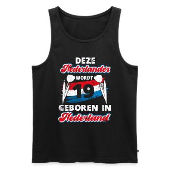 19 Birthday Dutch Holland 19 years Say - Men's Premium Organic Tank Top - black - Front - AI Model Male 178 light (178cm)