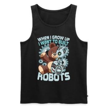 When I Grow Up I Want To Built Robots - Männer Premium Bio Tank Top - Schwarz - Vorne - AI Model Male 178 light (178cm)