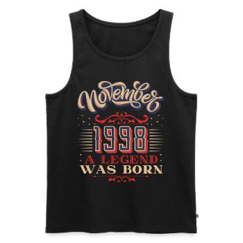 1998 birthday, November-1998, 11-1998 birthday - Men's Premium Organic Tank Top - black - Front - AI Model Male 178 light (178cm)