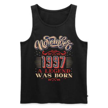 1997 birthday, November-1997, 11-1997 birthday - Men's Premium Organic Tank Top - black - Front - AI Model Male 178 light (178cm)
