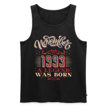 1993, birthday, November 1993, 11.1993, 11-1993 - Men's Premium Organic Tank Top - black - Front - AI Model Male 178 light (178cm)