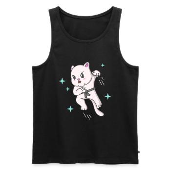 Kawaii Cat Ninja Kitten Fighter Karaté - Débardeur bio Premium Homme - noir - Devant - Michal (187cm)
