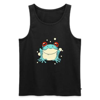 Trippy Frog Cottagecore Aesthetics Funny Amphibian - Men's Premium Organic Tank Top - black - Front - Michal (187cm)