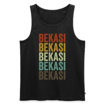 Bekasi Indonésie Rétro Vintage - Débardeur bio Premium Homme - noir - Devant - Michal (187cm)