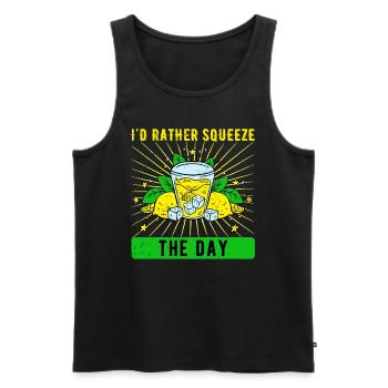 Vendeur de limonade Press The Day Lemonade - Débardeur bio Premium Homme - noir - Devant - AI Model Male 178 light (178cm)