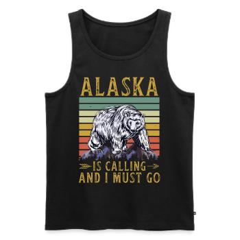 Alaska Geschenk USA Natur Bär Denali Grizzly Wald - Männer Premium Bio Tank Top - Schwarz - Vorne - Michal (187cm)