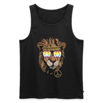 Hippie Peace Groovy Flowerpower Boho Woodstock - Débardeur bio Premium Homme - noir - Devant - AI Model Male 178 light (178cm)