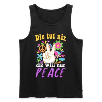 Hippie Tshirt Peace Bewegung Woodstock Boho Groove - Männer Premium Bio Tank Top - Schwarz - Vorne - Michal (187cm)
